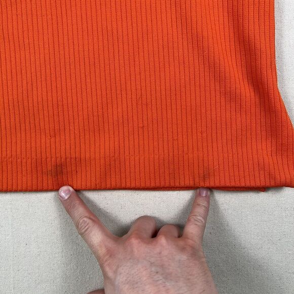 70s King Louie Double Knit Bowling Shirt Men’s Large Orange Short Sleeve 1/4 Zip - Picture 12 of 16